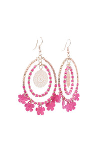 Daisy Round Drop Earrings Pink