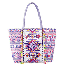 Load image into Gallery viewer, Boho Print Fringe Tote Bag