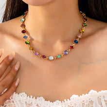 Load image into Gallery viewer, Multicolored Mixed-Shape Crystal Station Necklace SHIPS 7-24