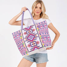 Load image into Gallery viewer, Boho Print Fringe Tote Bag