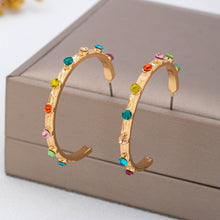 Load image into Gallery viewer, Multi Color Gemstone Hoop Earrings SHIPS 7-24
