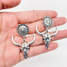 Load image into Gallery viewer, Western Style Metal Skull Bull Head - -Earring