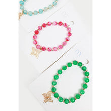 Load image into Gallery viewer, Marbled Butterfly Charm Glass Bead Bracelet