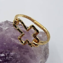 Load image into Gallery viewer, Hammered Cross Cuff Bracelet - Gold SHIPS 6-18
