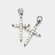 Load image into Gallery viewer, Stone Paved Cross Dangle - Earrings
