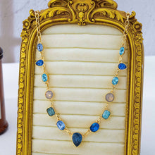 Load image into Gallery viewer, Ombré Sapphire-Hued Crystal Statement Necklace SHIPS 7-24