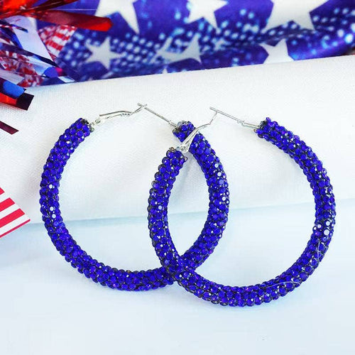 Blue Sparking Hoop Earrings NEW