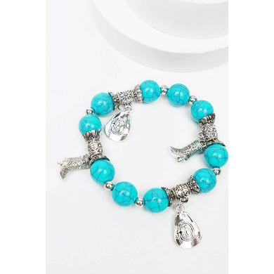 Western Dangle Charm Turquoise Bracelet