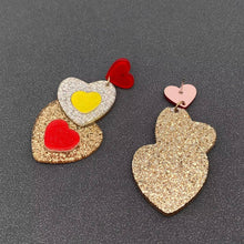 Load image into Gallery viewer, Double Heart Charm Acrylic - Post Earrings Valentine&#39;s Day