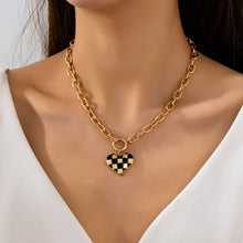 Load image into Gallery viewer, Checkered Heart Toggle Necklace SHIPS 7-24