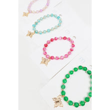 Load image into Gallery viewer, Marbled Butterfly Charm Glass Bead Bracelet