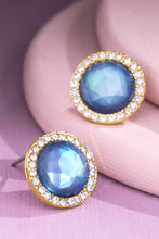 Load image into Gallery viewer, Round Rhinestone Stud Earrings Blue