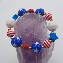Load image into Gallery viewer, Patriotic Chunky Bead Stretch Bracelet