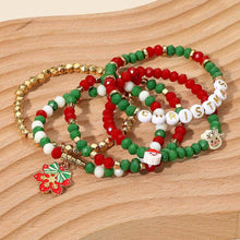 Load image into Gallery viewer, Holiday Snowflake Bow Santa Reindeer Christmas Beaded Stretch - Multi Layered Bracelets