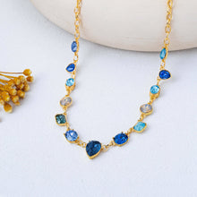 Load image into Gallery viewer, Ombré Sapphire-Hued Crystal Statement Necklace SHIPS 7-24
