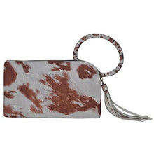 Load image into Gallery viewer, Cow Print Fashion Faux Leather Mini Purse With Fringe Tassel SHIPS 7-22