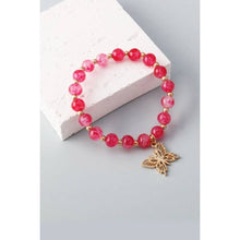 Load image into Gallery viewer, Marbled Butterfly Charm Glass Bead Bracelet