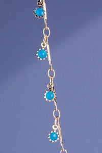 Chain Link Charm Necklace Blue Short