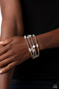Paparazzi Geometric Guru - White - Set of Stretch Bracelets