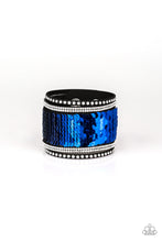 Load image into Gallery viewer, Paparazzi MERMAIDS Have More Fun - Blue / Silver - Sequin Mermaid Bracelet w/Rhinestones - $5 Jewelry with Ashley Swint