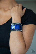 Load image into Gallery viewer, Paparazzi MERMAIDS Have More Fun - Blue / Silver - Sequin Mermaid Bracelet w/Rhinestones - $5 Jewelry with Ashley Swint