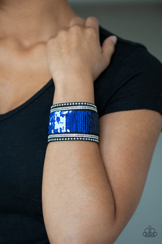 Paparazzi MERMAIDS Have More Fun - Blue / Silver - Sequin Mermaid Bracelet w/Rhinestones - $5 Jewelry with Ashley Swint