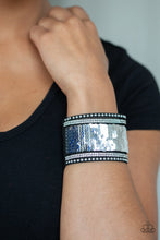 Load image into Gallery viewer, Paparazzi MERMAIDS Have More Fun - Blue / Silver - Sequin Mermaid Bracelet w/Rhinestones - $5 Jewelry with Ashley Swint
