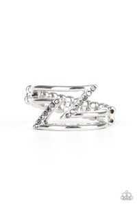 Paparazzi 5th Avenue Flash - Silver - Hematite Rhinestones - Silver Zigzag - Ring - $5 Jewelry With Ashley Swint