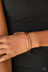 Paparazzi A Mean Gleam - Copper - Trio of Hammered Bars - Cuff Bracelet - $5 Jewelry with Ashley Swint