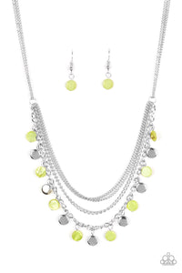 Paparazzi Beach Flavor - Green - Shell Like Beads - Necklace & Earrings - $5 Jewelry with Ashley Swint