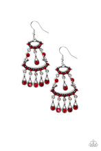 Load image into Gallery viewer, Paparazzi Chandelier Shimmer - Red - White Rhinestones - Teardrop Fringe - Earrings - $5 Jewelry with Ashley Swint