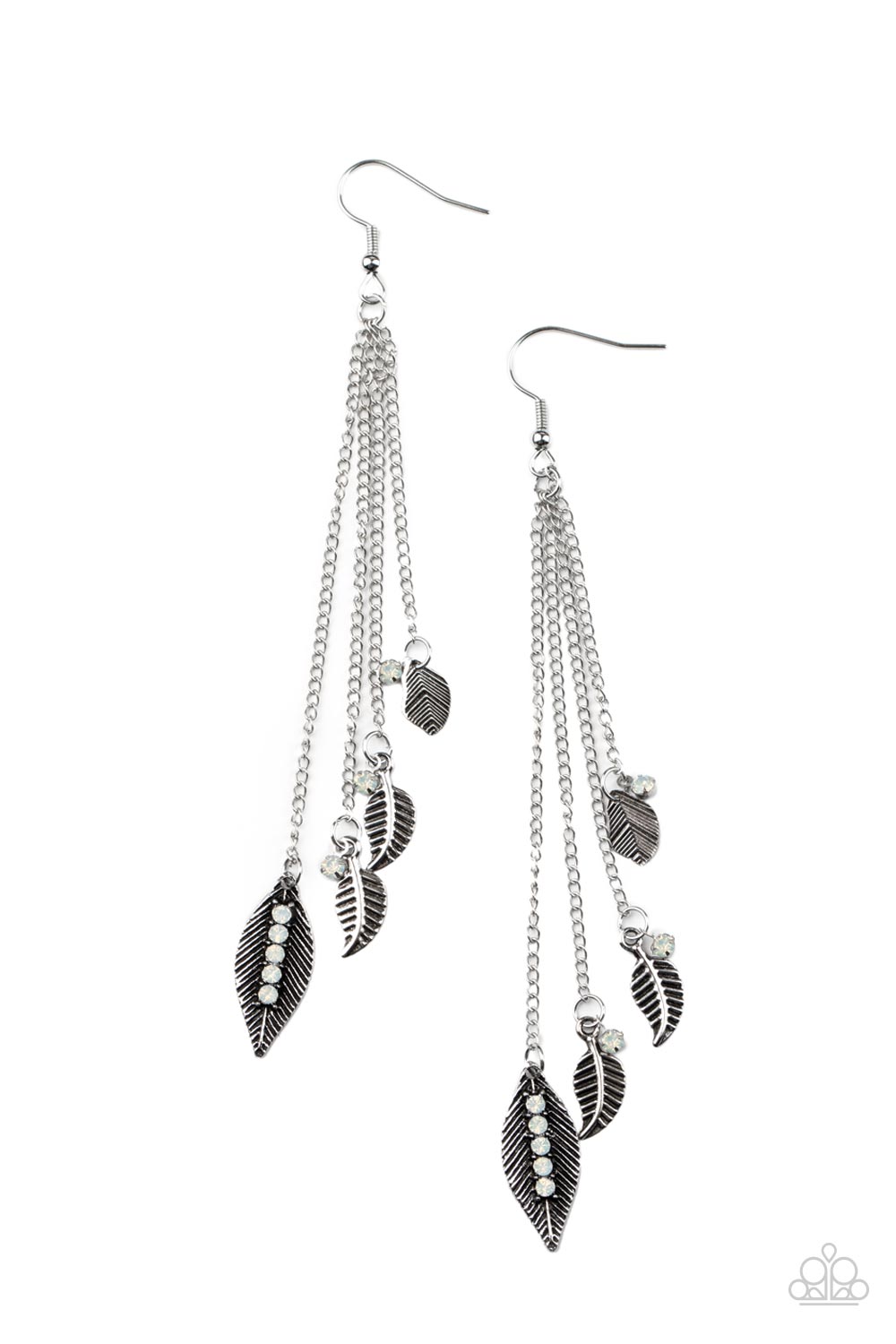 PRE-ORDER - Paparazzi Chiming Leaflets - White - Earrings - $5 Jewelry with Ashley Swint