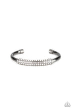 Load image into Gallery viewer, Paparazzi Day to Day Dazzle - Black Gunmetal - White Rhinestones - Cuff Bracelet - $5 Jewelry With Ashley Swint