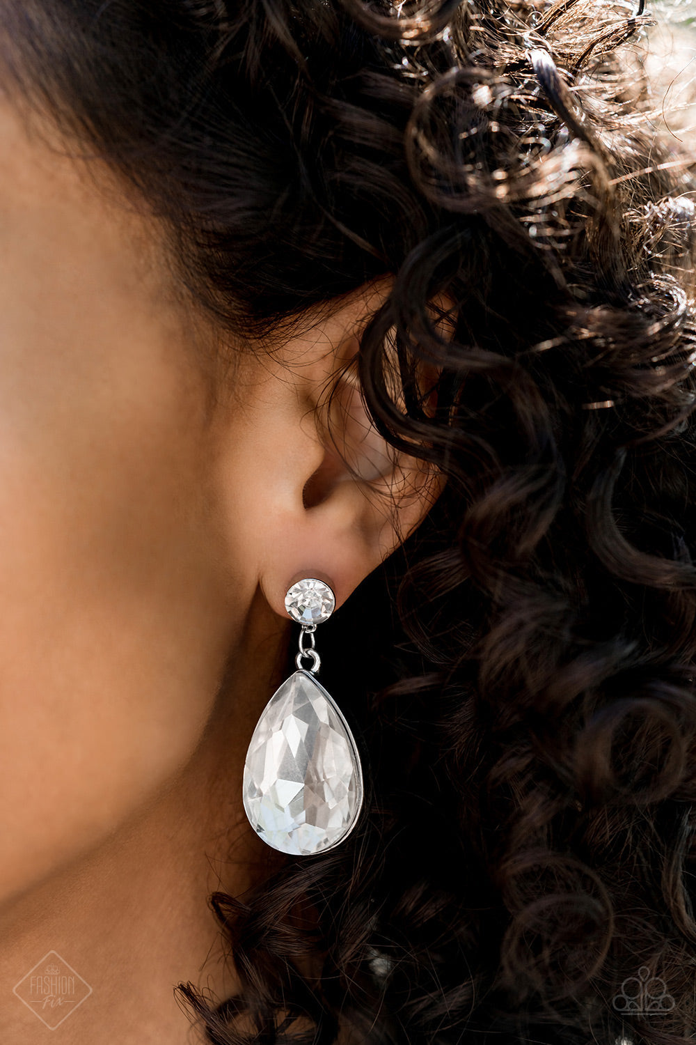 Paparazzi Debutante Dazzle - White Rhinestones - Teardrop Earrings - Fashion Fix Exclusive October 2019 - $5 Jewelry With Ashley Swint