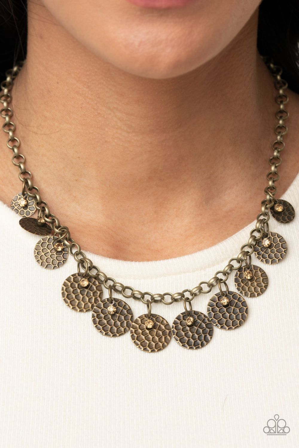 PRE-ORDER - Paparazzi Delightfully Dappled - Brass - Necklace & Earrings - $5 Jewelry with Ashley Swint