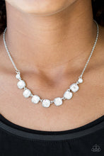 Load image into Gallery viewer, Paparazzi Deluxe Luxe - White Rhinestone - Silver Chain Necklace and matching Earrings - $5 Jewelry With Ashley Swint