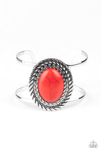 Load image into Gallery viewer, Paparazzi Desert Aura - Red Stone - Silver Cuff Bracelet - $5 Jewelry with Ashley Swint