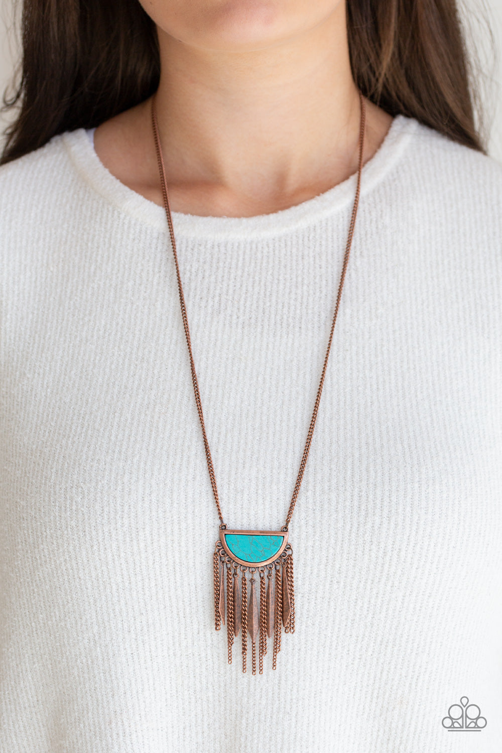 Paparazzi Desert Hustle - Copper - Turquoise Stone - Necklace & Earrings - $5 Jewelry with Ashley Swint