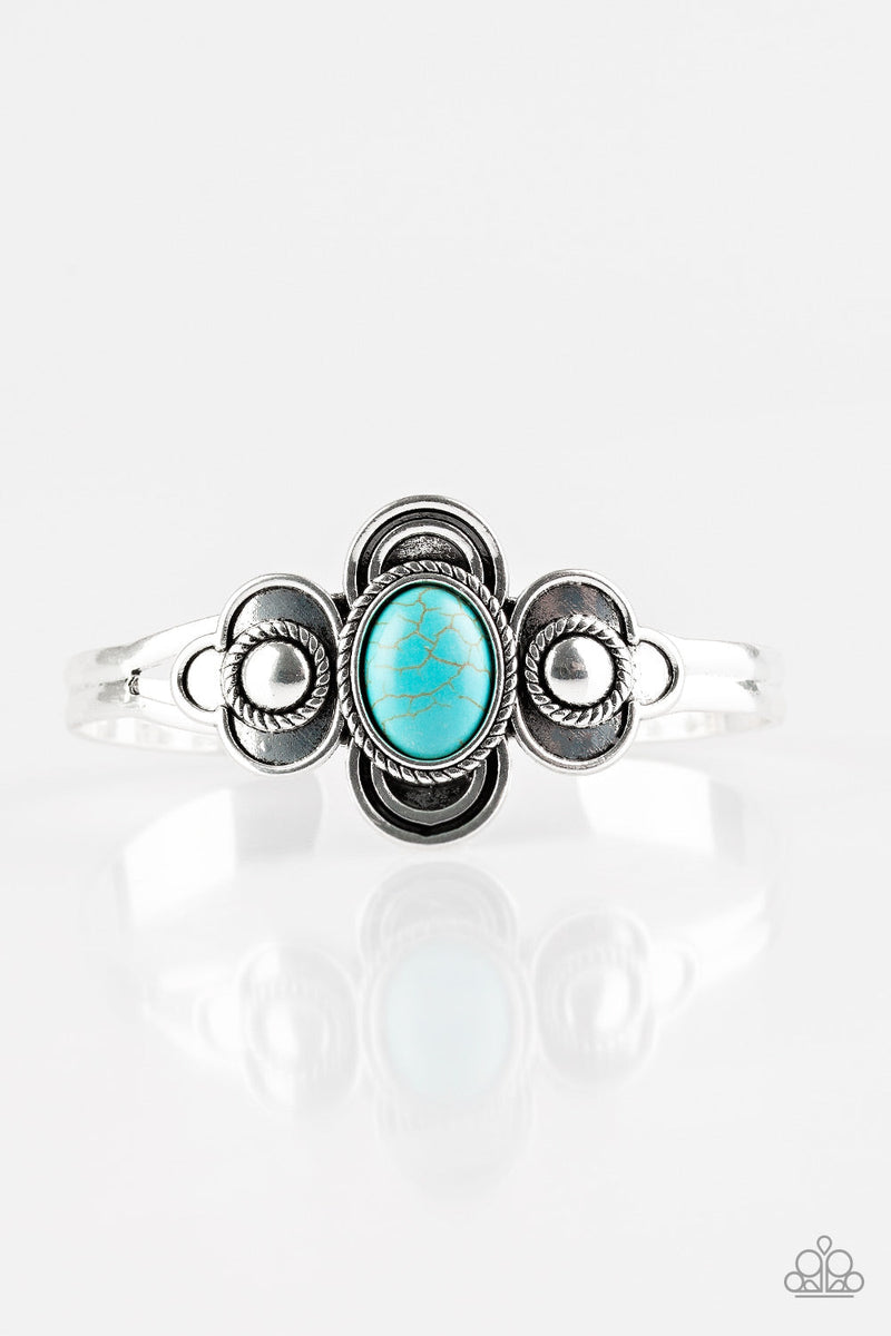 Paparazzi Dream COWGIRL - Blue Turquoise Stone - Silver Cuff Bracelet ...