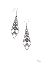 Load image into Gallery viewer, Paparazzi Flared Flair - Silver - Hematite Rhinestones - Studded Texture - Earrings - $5 Jewelry With Ashley Swint