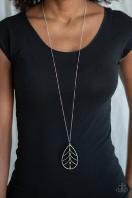 Paparazzi Forest Flair - Yellow Beads - Silver Leaf Pendant - Necklace & Earrings - $5 Jewelry With Ashley Swint