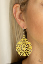 Load image into Gallery viewer, Paparazzi Garden Party Princess - Yellow - Flowery Filigree - Silver Teardrop Earrings - $5 Jewelry With Ashley Swint