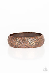 Paparazzi Garden Villa - Copper - Embossed Thick Bangel Bracelet - $5 Jewelry with Ashley Swint