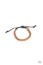 Load image into Gallery viewer, Paparazzi Goal! - Copper - Cable Chain - Black Cording Sliding Knot Closure - Bracelet - Men&#39;s Collection - $5 Jewelry with Ashley Swint