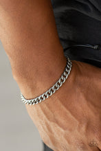Load image into Gallery viewer, Paparazzi Goal! - Silver - Cable Chain - Black Cording Sliding Knot Closure - Bracelet - Men&#39;s Collection - $5 Jewelry with Ashley Swint