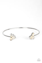 Load image into Gallery viewer, Paparazzi Going For Glitter - Brown - Golden Topaz - White Rhinestones - Silver Cuff Bracelet - $5 Jewelry with Ashley Swint