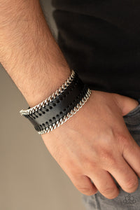 Paparazzi Got Grit? - Black - Silver Chains - Edgy Snap Bracelet - $5 Jewelry with Ashley Swint