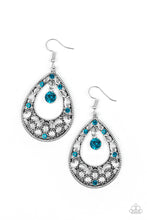 Load image into Gallery viewer, Paparazzi Gotta Get That Glow - Blue Rhinestones - Silver Filigree Earrings - $5 Jewelry With Ashley Swint