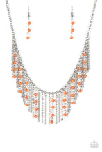 Load image into Gallery viewer, Paparazzi Harlem Hideaway - Orange Beads - Silver Necklace &amp; Earrings - $5 Jewelry with Ashley Swint