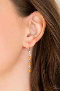 Paparazzi Harlem Hideaway - Orange Beads - Silver Necklace & Earrings - $5 Jewelry with Ashley Swint